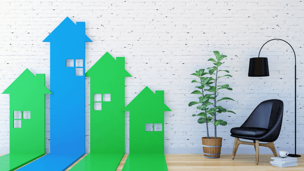 家が棒グラフのように並んでいる模型