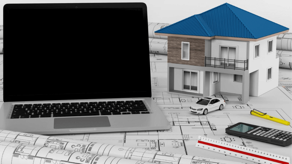 住宅の模型と設計図